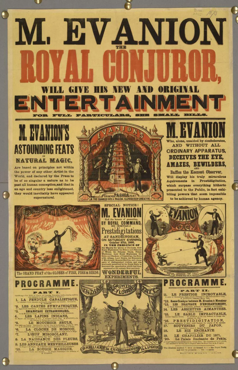affiche M. Evanion - "the Royal Conjuror" (1870)