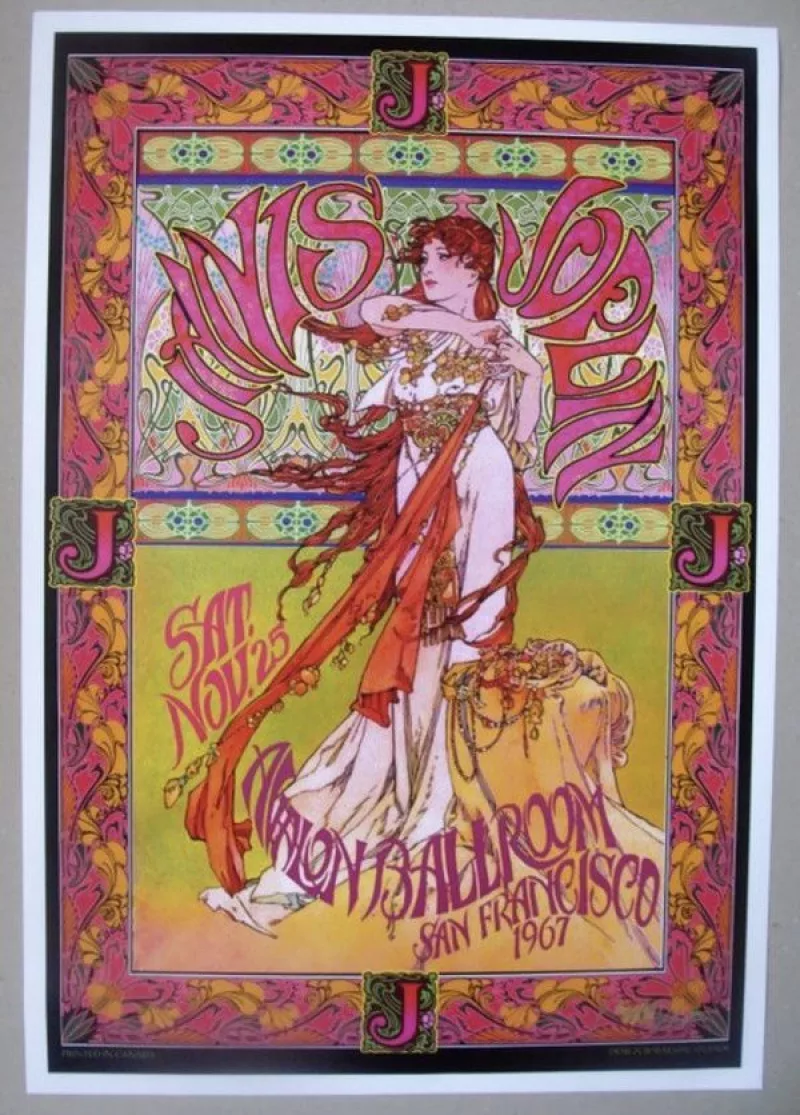 Flower power (stijl)! Poster (Janis Joplin - San Fransisco Avalon Ballroom 1967, litho, ©Bob Masse 2015)