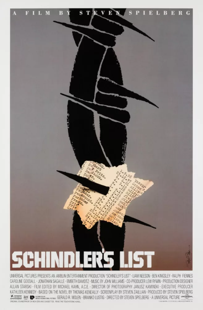 Schindlers List, filmposter van Saul Bass (1993)